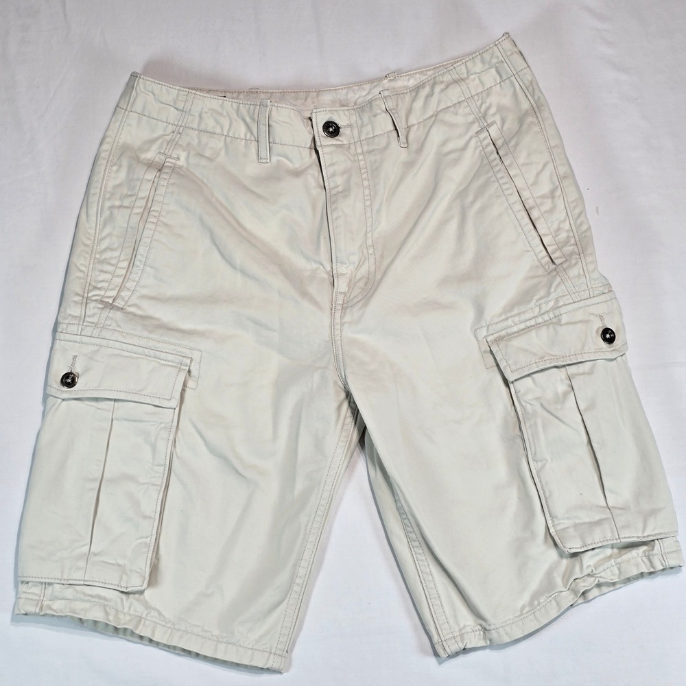 Levis Mens Cargo Shorts Size 31 Off White Cotton Twill Multi Pocket 124630028